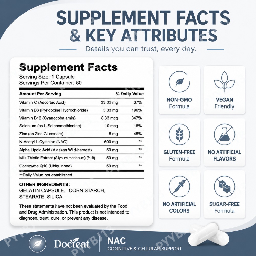 Docteat NAC Supplement Capsule - đánh giá và giá Nac N Acetyl Cysteine
